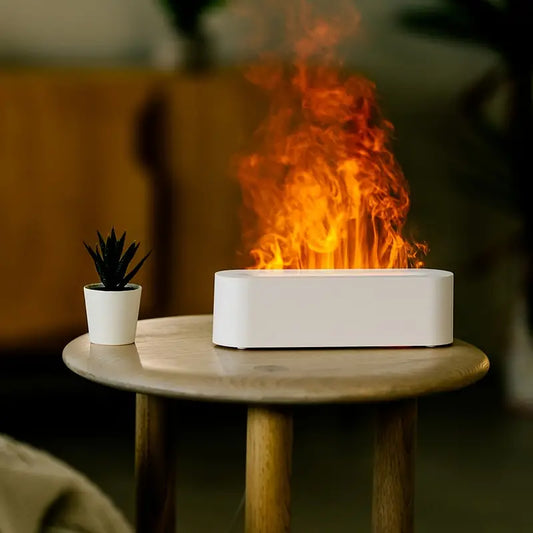 Mini USB-Powered Color-Changing Flame Aroma Diffuser & Cool Mist Humidifier - White-0